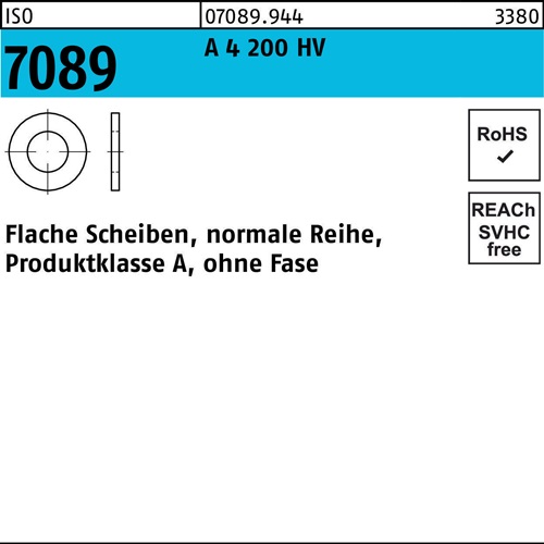 Unterlegscheibe ISO 7089 o.Fase 30 A 4 200 HV 100 Stück