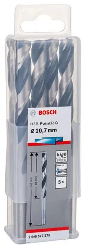 Bosch Metallspiralbohrer PointTeQ DIN388 Arbeits-L.94mm D.10,7mm Typ N 5St.