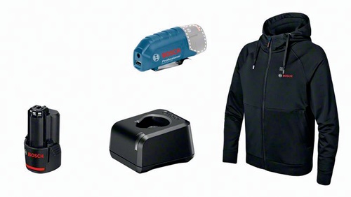 Bosch Hoodie GHH 12+18V XA Akku-Spannung 12V Gr.L schwarz m.Akku/Ladegerät 