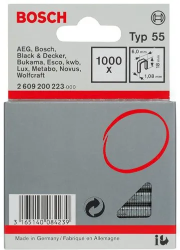 Bosch Schmalrückenklammer Typ 55 B.6mm Dicke 1,08mm L.18mm1000er Pack
