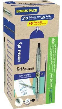PILOT Kugelschreiber B2P Ecoball Set 10Kulis+10Minen M sw
