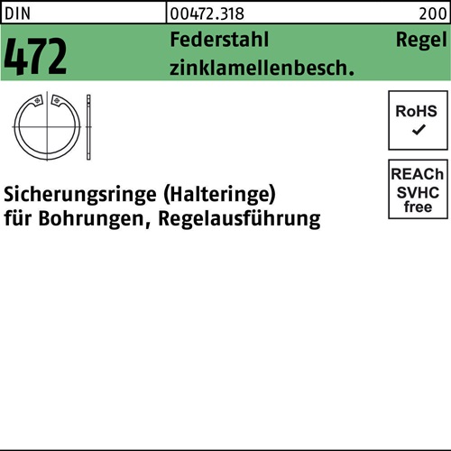 Sicherungsring DIN 472 60x 2 Federstahl zinklamellenb. Regelausf. 100 Stück