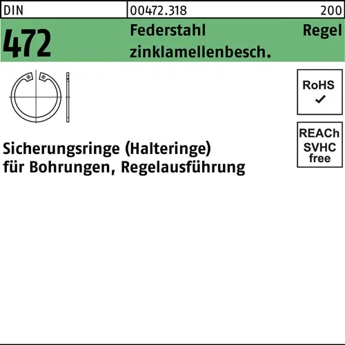 Sicherungsring DIN 472 60x 2 Federstahl zinklamellenb. Regelausf. 100 Stück