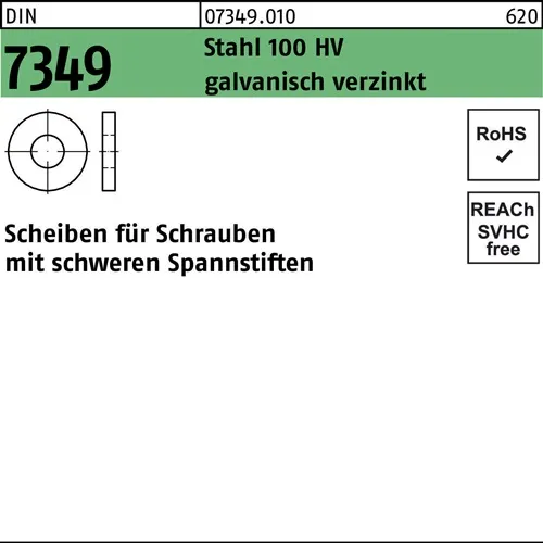 Scheibe DIN 7349 28x60x10 Stahl 100HV galv.verz. 25 Stück