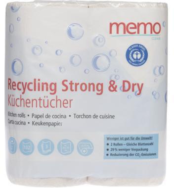 memo Küchenrolle Recycling Strong & Dry H2171 3lg. 102Bl. 2Rl.