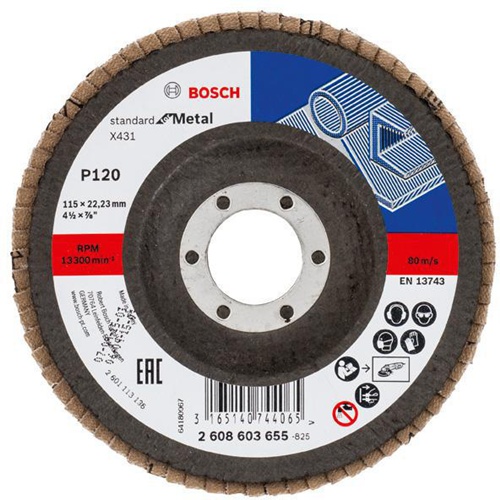 Bosch Fächerschleifscheibe X431 Standard for Metal Scheiben-D.115mm Bohrungs-D.22,23mm