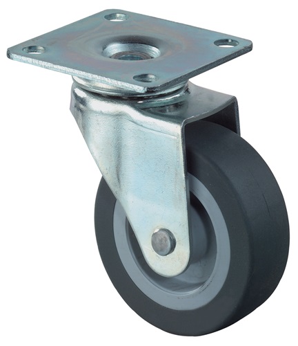 Lenkrolle D.30mm Trgf.20kg m.Platte thermoplastischer Gum.grau BS ROLLEN