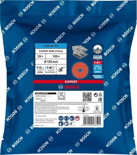 Bosch Fiberscheibe Prisma Ceramic R782 Inox D.125mm 22,23mm Körnung 120 X-LOCK