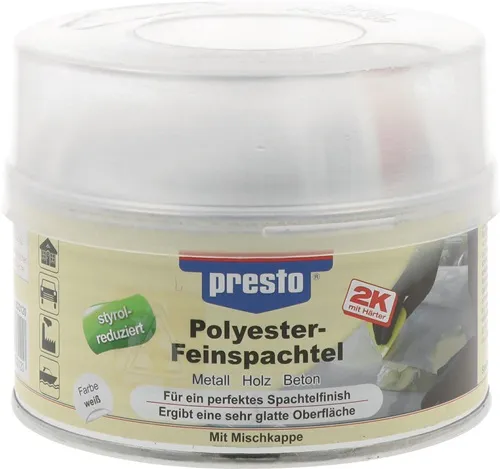 2K-Feinspachtel weiß,Härter rot 500g Dose PRESTO