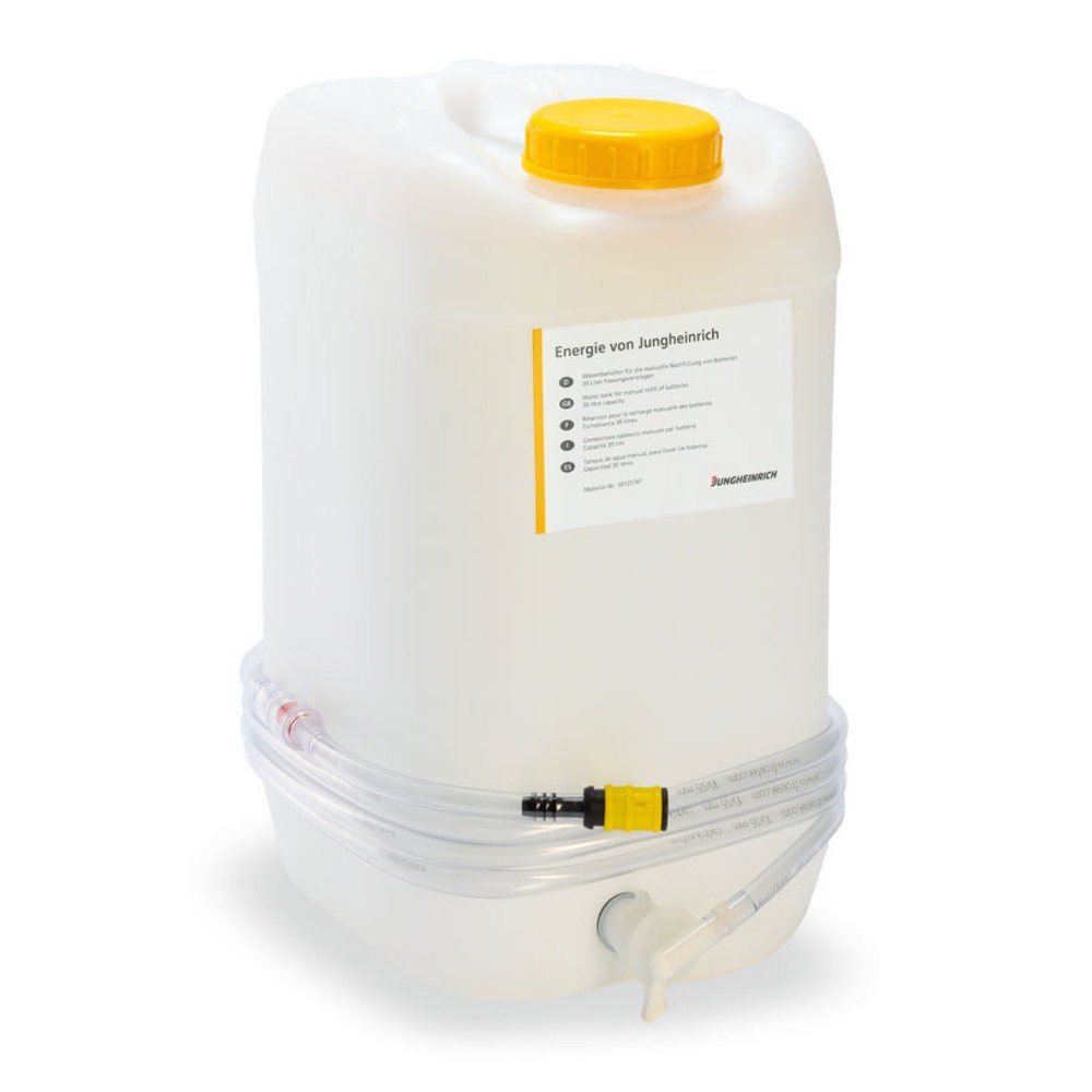 Jungheinrich Wasserbehälter, 30 l inkl. 4 m Schlauch, Absperrhahn, gelbe Deckel