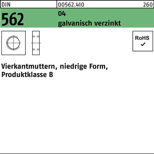 Vierkantmutter DIN 562 niedrige FormM5 Automatenstahl galv.verz. 1000St.
