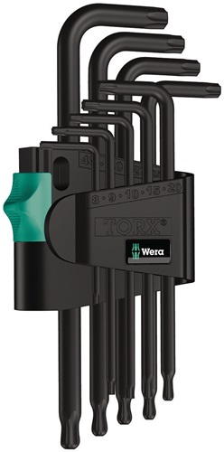 Winkelschlüsselsatz 967/9 TX 1 9-tlg.T8-T40 m.Kugelk.Kunstoffhalter WERA