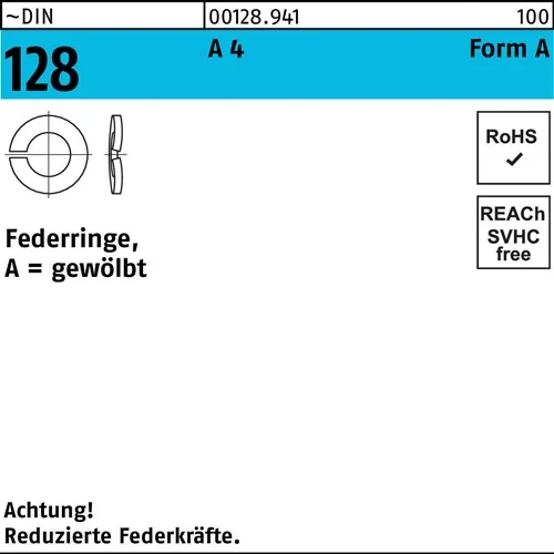 Federring DIN 128 A 8 A 4 100 Stück