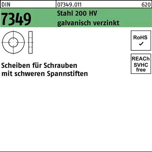Scheibe DIN 7349 13x30x 6 Stahl 200HV galv.verz. 250 Stück