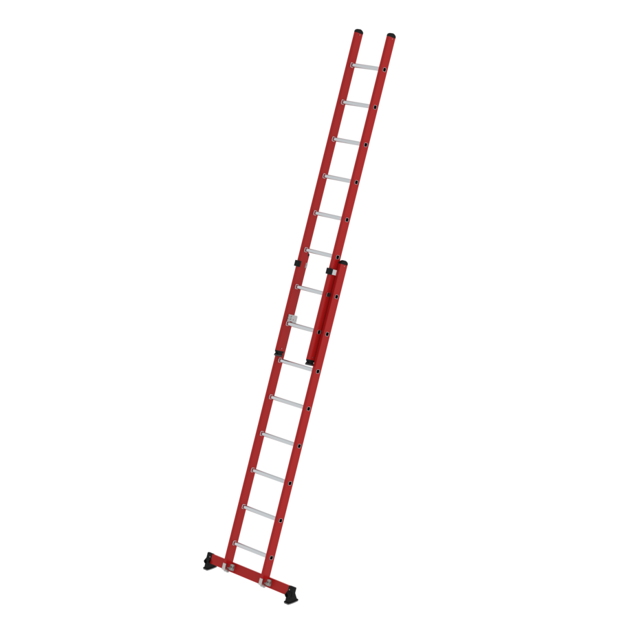 MUNK Sprossen-Schiebeleiter zweiteilig GFK/Alu mit nivello®-Traverse