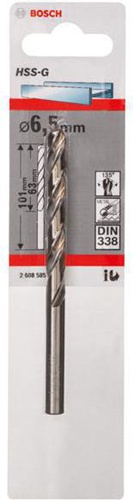Bosch Metallbohrer HSS-G DIN338 Arbeits-L.63mm D.6,5mm L.101mm