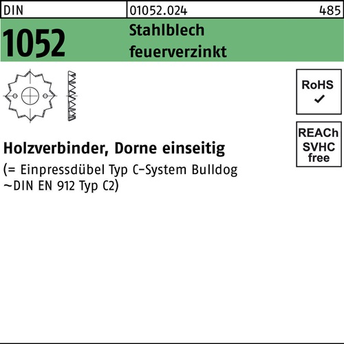 Holzverbinder DIN 1052 einseitig 75 M16 Stahlblech feuerverz. 100 Stück