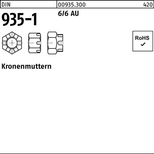 Kronenmutter DIN 935-1 M60 6/6 Automatenstahl 1 Stück