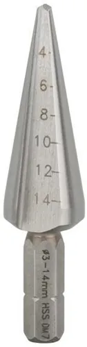 Bosch Blechschälbohrer HSS D.3-14mm L.60mm Schaft-D.1/4Zoll Sechskantschaft
