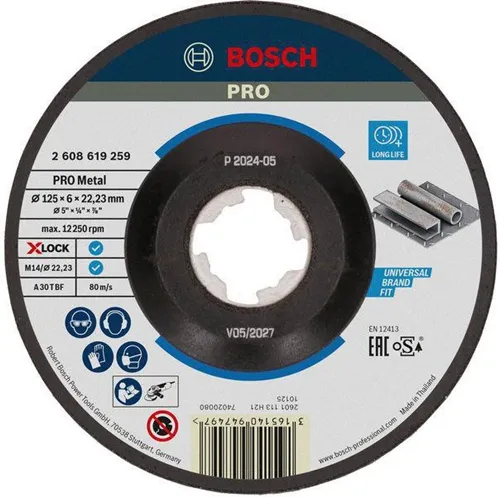 Bosch Schruppscheibe PRO Metal D.125mm Dicke 6mm gekröpft X-LOCK