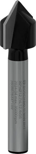 Bosch V-Nutfräser Standard for Wood Arbeits-L.12,7mm D.12,7mm L.45mm Schaft 6mm 90Grad