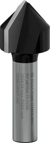 Bosch V-Nutfräser Standard for Wood Arbeits-L.16mm D.16mm L.45mm Schaft 8mm 90Grad