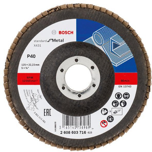 Bosch Fächerschleifscheibe X431 Standard for Metal Scheiben-D.125mm Körn.40 Glasgewebe