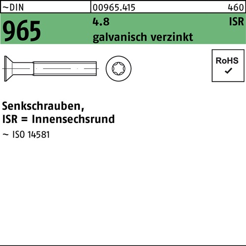 Senkschraube DIN 965 ISR M5x 45-T25 4.8 galv.verz. 500St.