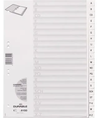 DURABLE Ordnerregister 615002 DIN A4 A-Z geprägte Taben ws