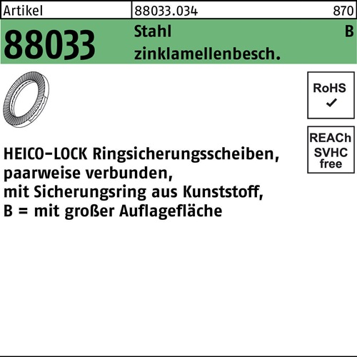 Keilsicherungsscheibe R 88033 HLRB-12 Stahl flZnnc 100St. HEICO