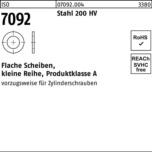 Unterlegscheibe ISO 7092 14 Stahl 200 HV 500 Stück