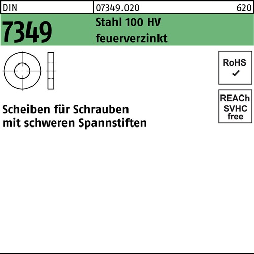 Scheibe DIN 7349 31x68x10 Stahl 100HV feuerverz. 25 Stück