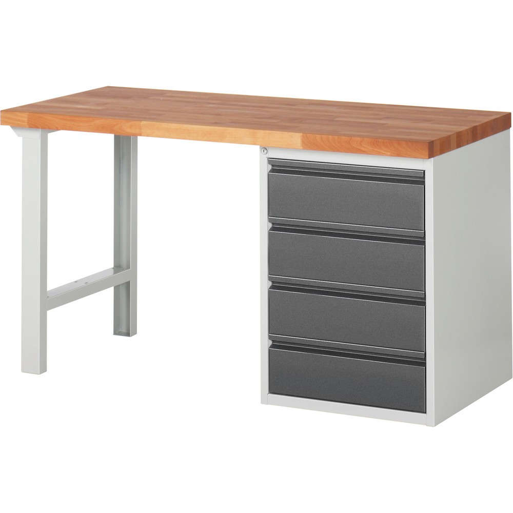 Steinbock® Werkbank, mit 4 Schubladen, HxBxT 840 x 1.500 x 700 mm, RAL 7035/7016