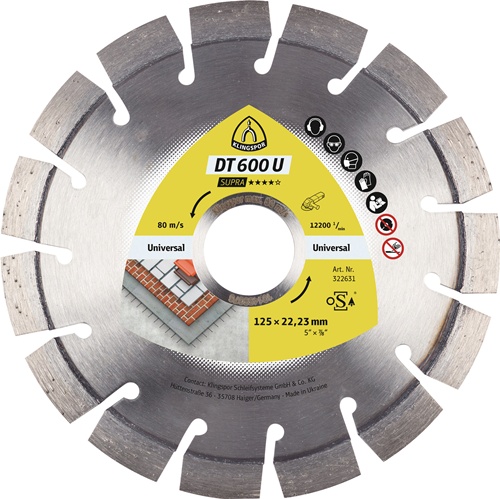 Diamanttrennscheibe DT 600 U Supra D.230mm Bohr.22,23mm Seg.-H.9mm Seg.-S.2,6mm