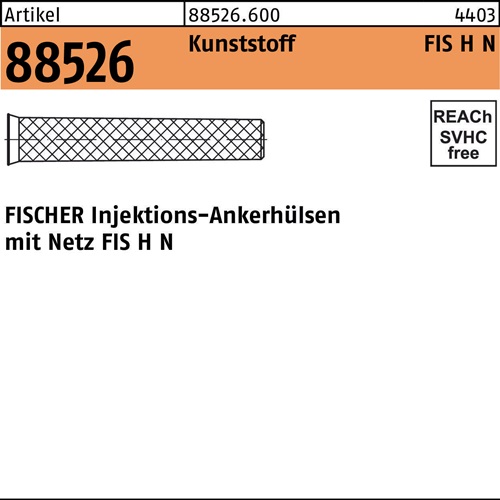 Injektionsankerhülsen R 88526 m.Netz Kunststoff 20 Stück FISCHER