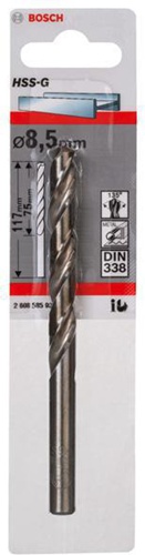 Bosch Metallbohrer HSS-G DIN338 Arbeits-L.75mm D.8,5mm L.117mm