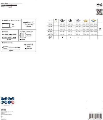Bosch Lochsägen-Set PRO Multi Material PC Plus 13tlg. D.32-86mm Arbeits-L.44mm