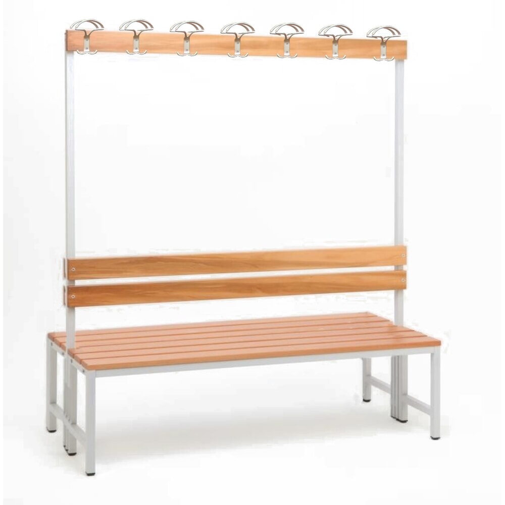 Steinbock® Umkleidesitzbank, 2-seitig mit Hakenleiste, Breite 1.500 mm
