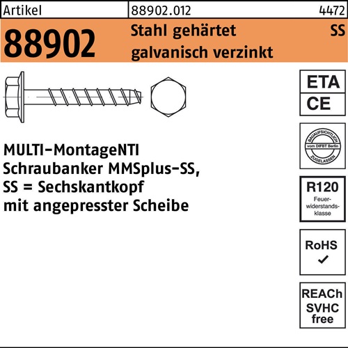 Schraubanker R 88902 MMSplus-SS 7,5x50/15 Stahl gehärtet galv.verz. 50St. HECO