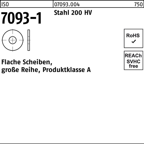 Unterlegscheibe ISO 7093-1 6 Stahl 200 HV 2500 Stück