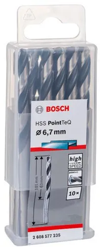 Bosch Metallspiralbohrer PointTeQ DIN388 Arbeits-L.63mm D.6,7mm Typ N 10St.