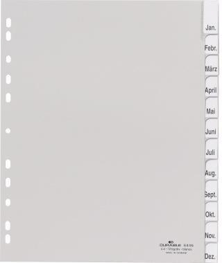 DURABLE Register 644610 DIN A4 überbreit 12tlg PP grau