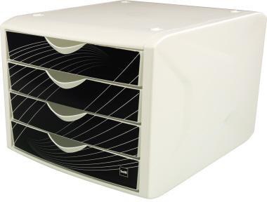 Helit Schubladenbox Chameleon H6129595 4Schübe A4/C4 black king
