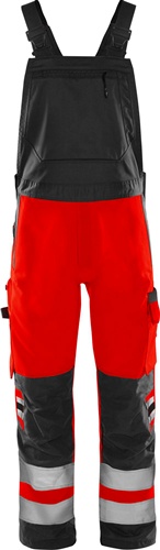 FRISTADS Latzhose High Vis Green 1030 GPLU Gr.C66 warnschutz-rot/schwarz