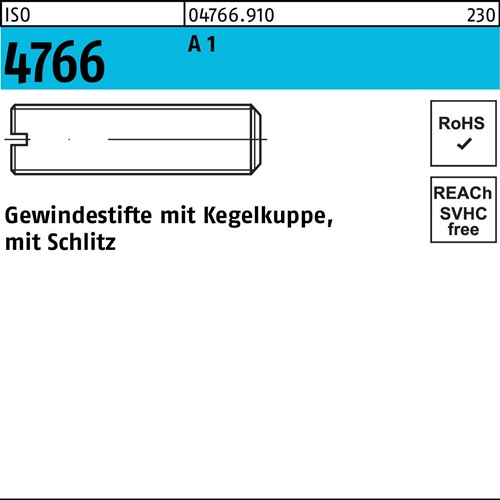 Gewindestift ISO 4766 Kegelkuppe/Schlitz M8x 35 A 1 25 Stück