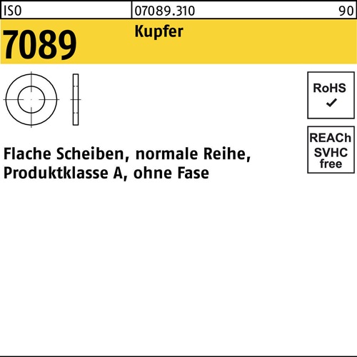 Unterlegscheibe ISO 7089 o.Fase 16 Kupfer 100 Stück