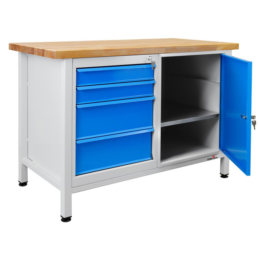 Steinbock® Werkbank Premium, 4 Schubladen, 1 Tür, TK 300 kg