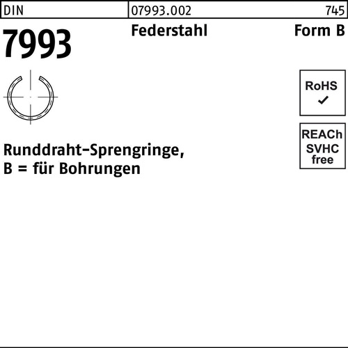 Runddrahtsprengring DIN 7993 f.Wellen B 10 Federstahl 500 Stück