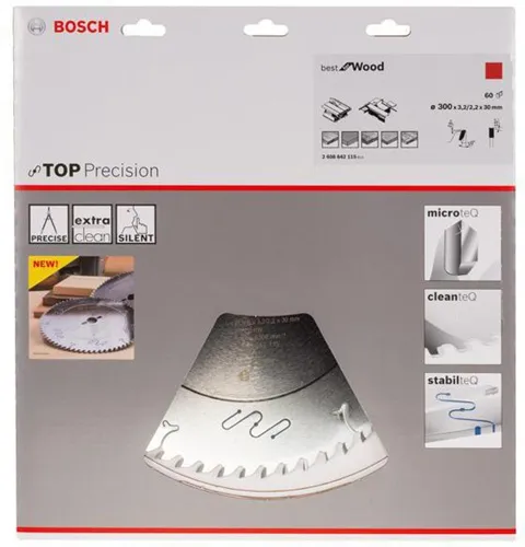 Bosch Kreissägeblatt Top Precision Best for Wood D.300mm Bohrung 30mm 60Zähne WZ