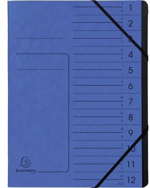 Exacompta Ordnungsmappe 541202E DIN A4 12Fächer Karton blau
